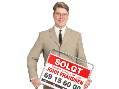Rasmus Byriel Vestergaard, Salg & Vurdering hos Ejendomsmæglerfirmaet John Frandsen i Kolding og Middelfart med solgt skilt.